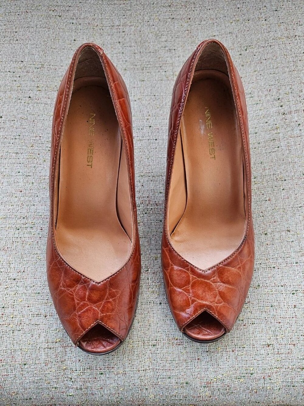 Nine West Women Heel Pump sandal Shoes Brown Leather Upper Size 6.5M - Picture 3 of 12
